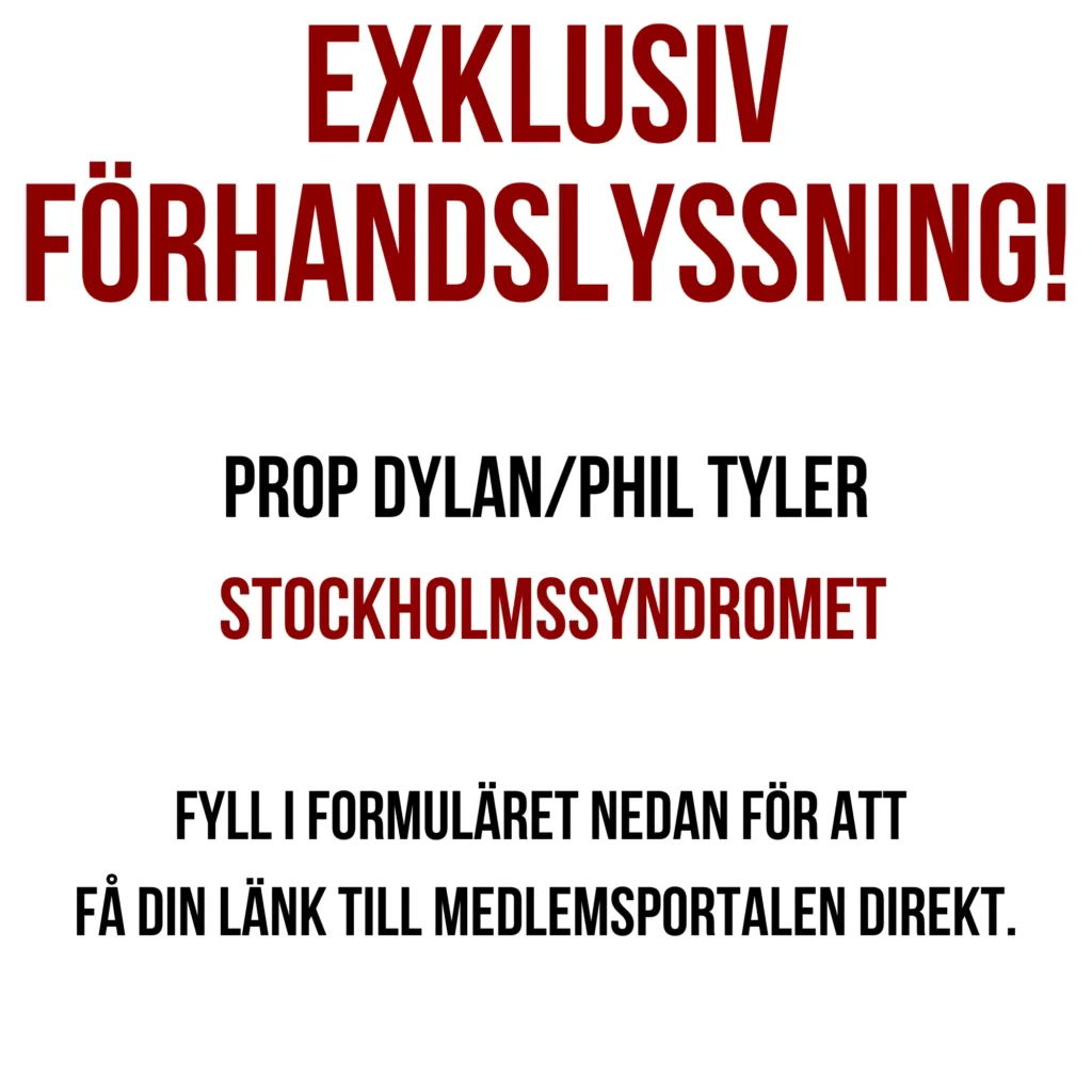 Textruta med texten Exklusiv förhandslyssning och instruktioner om att bli medlem på Boom Bap Spot.
