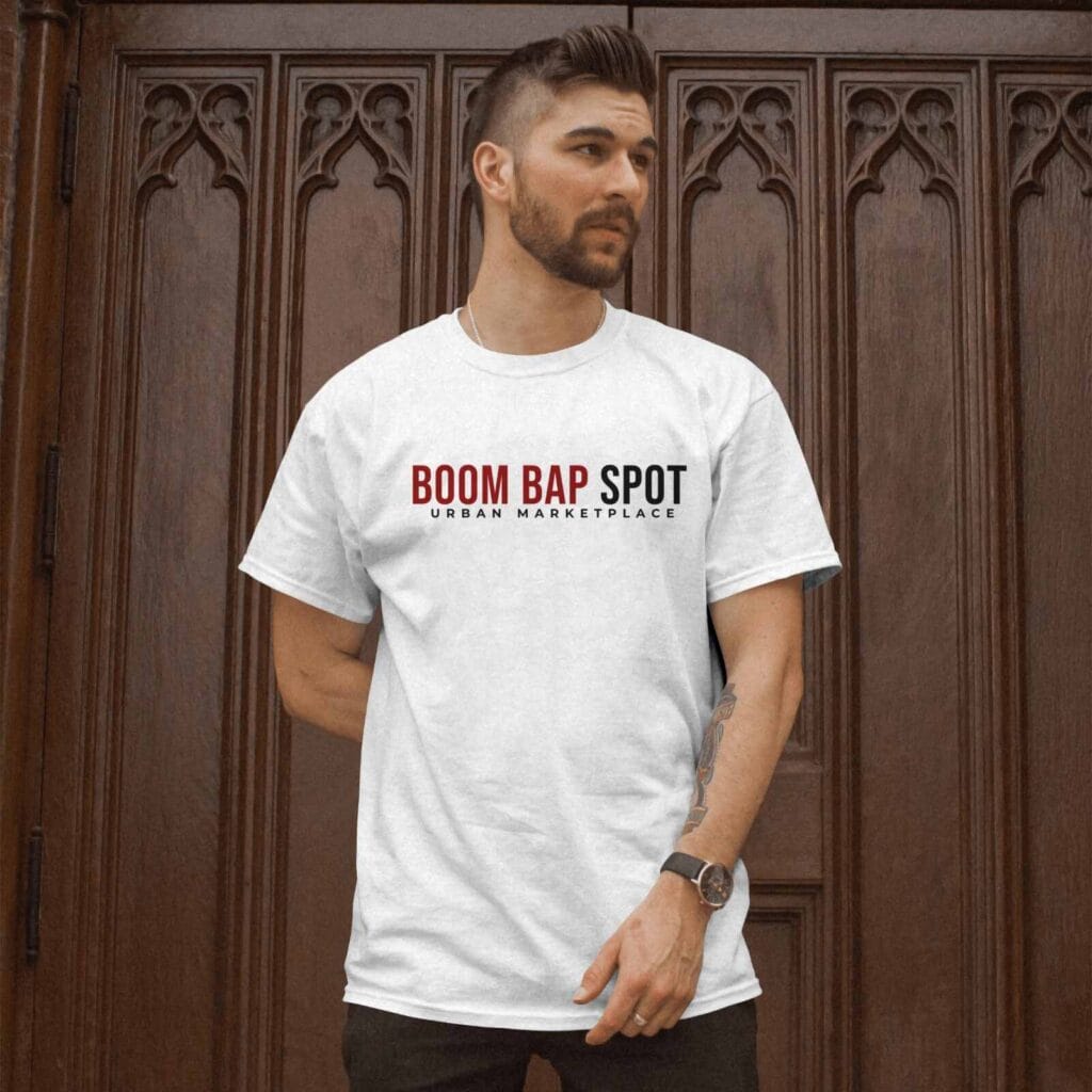 Boom Bap Spot vit streetwear t-shirt