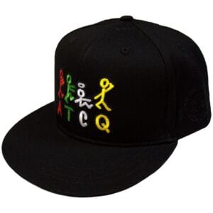 Svart ATCQ keps i snapback-modell med den klassiska Stick Figures-karaktären broderad på fronten.