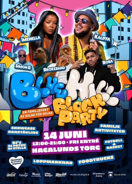 Block Party Blue Hill Affisch och Flyer