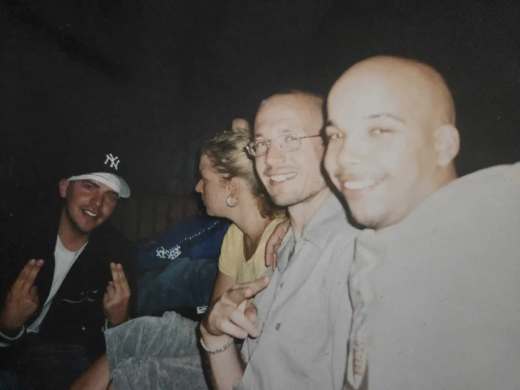 Martin Brandt, DJ Will Rock och Ramo på releasefesten för Laddish EP på Dr Albans klubb Stacys i Stockholm 2003.