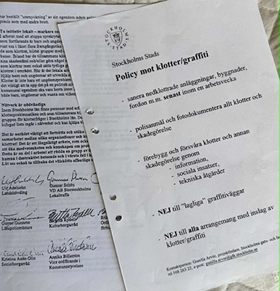 Stockholms Stads Policy mot klotter och graffiti under nolltoleransen