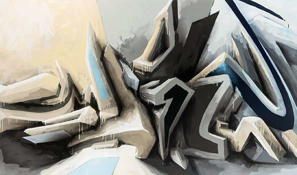 DAIM 3D graffiti style letters skuggor och typografi