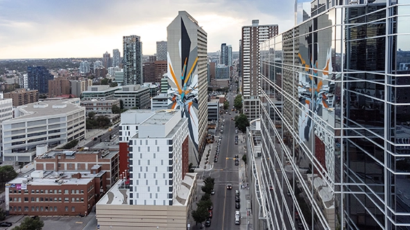 DAIM World's Tallest Mural Calgary 96 meter hög graffitikonst